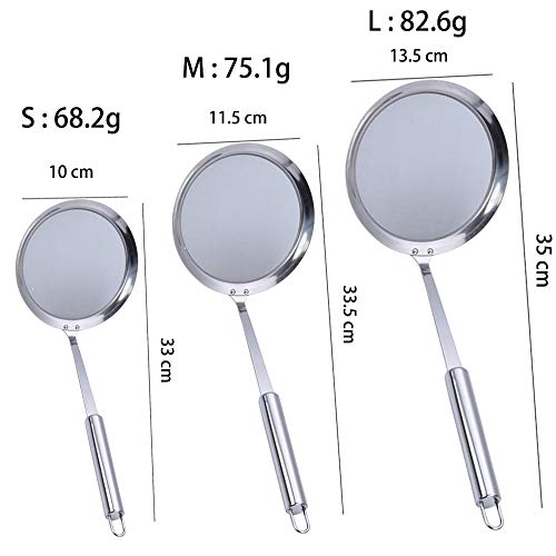 Espumaderas de Cocina 3 PZ Colador de Acero Inoxidable Malla Fina de Acero Inoxidable Filtros de Malla Fina Coladores Acero Inoxidable con Manija Herramienta de Cocina para Grasa Estofado de Espuma