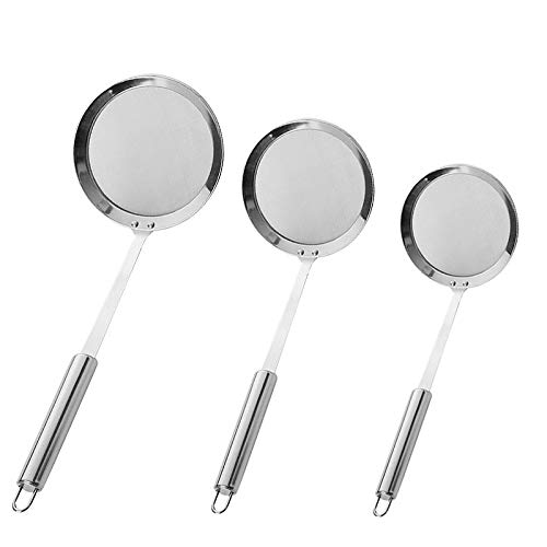 Espumaderas de Cocina 3 PZ Colador de Acero Inoxidable Malla Fina de Acero Inoxidable Filtros de Malla Fina Coladores Acero Inoxidable con Manija Herramienta de Cocina para Grasa Estofado de Espuma