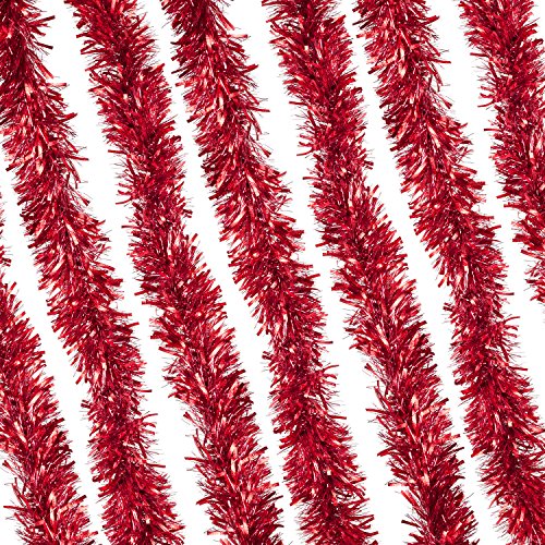 Espumillón metálico grueso de Navidad de lujo (varios colores), Rojo, 8 m