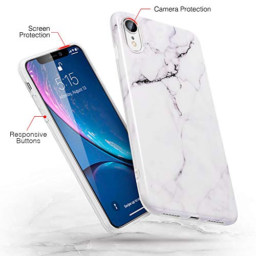 ESR Funda para iPhone XR Mármol, Funda para Mármol Suave TPU Gel [Ultra Fina] [Protección a Bordes y Cámara] [Compatible con Carga Inalámbrica] Enjaca Apple iPhone XR DE 6.1" 2018- Blanco