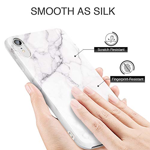 ESR Funda para iPhone XR Mármol, Funda para Mármol Suave TPU Gel [Ultra Fina] [Protección a Bordes y Cámara] [Compatible con Carga Inalámbrica] Enjaca Apple iPhone XR DE 6.1" 2018- Blanco