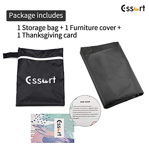 Essort Funda Mesa Jardin 213x123x74cm, Fundas para Muebles de Jardin Impermeables, Juego de Fundas para Sofa de Jardin, al Aire Libre, Patio, Plazas Funda para Sofa de Esquina, Mesa y Sillas, Negro