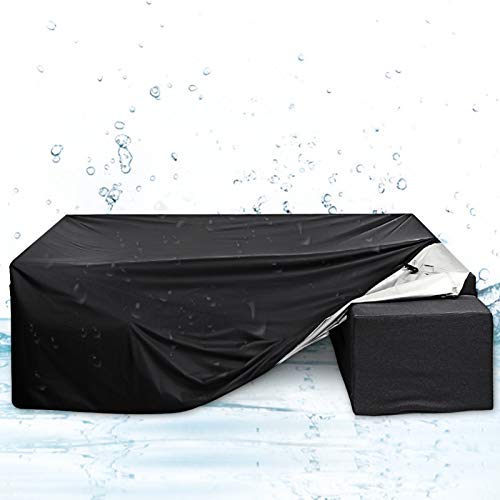 Essort Funda Mesa Jardin 213x123x74cm, Fundas para Muebles de Jardin Impermeables, Juego de Fundas para Sofa de Jardin, al Aire Libre, Patio, Plazas Funda para Sofa de Esquina, Mesa y Sillas, Negro