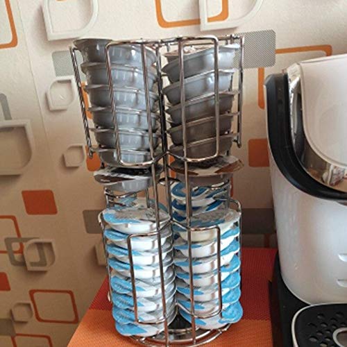 Estante de almacenamiento de cápsulas giratorias de cápsulas de café para 64 cápsulas tassimo - Pack: plata