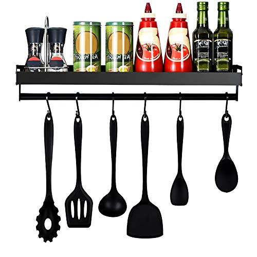 Estante de cocina mreechan,estante de cocina soporte para sartenes organizador de pared de utensilios de cocina con 6 ganchos extraíbles para pasillo de baño de cocina, etc.