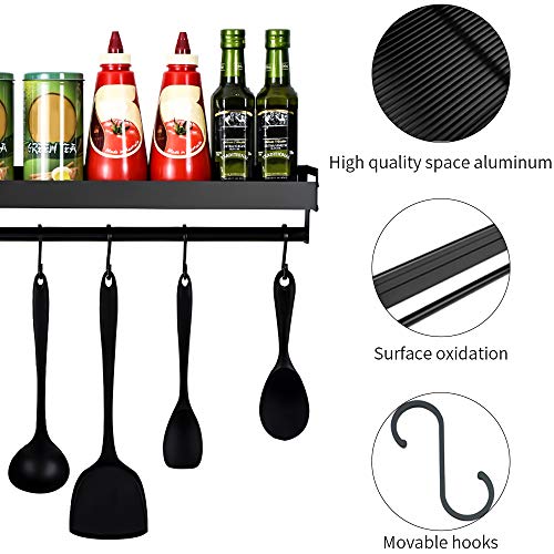 Estante de cocina mreechan,estante de cocina soporte para sartenes organizador de pared de utensilios de cocina con 6 ganchos extraíbles para pasillo de baño de cocina, etc.