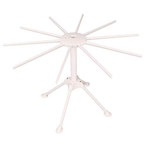 Estante de secado para pasta casera con 10 asas de barra plegables, para hacer pasta fresca, soporte para secado de fideos, fácil almacenamiento y configuración rápida Tamaño libre blanco