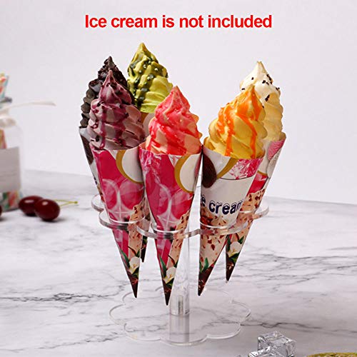 Estante para cono de helado de 8 agujeros Reutilizable Soporte para cono de helado desmontable Soporte de cono de helado de acrílico transparente Accesorios para fiestas