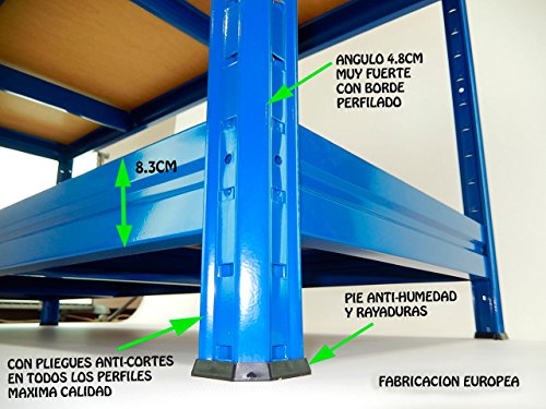 Estantería Metálica Heavy-Rack profesional de 177x160x60 con 4 Pisos Muy Muy Fuerte Azul