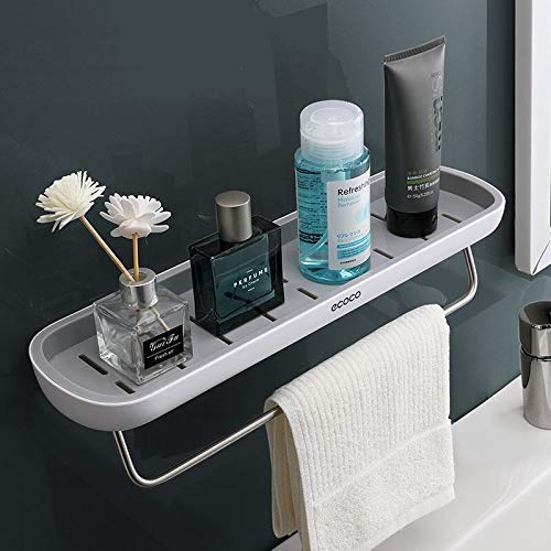 Estanterías para baño,adhesivo estanteria ducha con barra de toalla, aluminio Espesamiento estanteria baño sin taladro montado en la pared estante para baño para cocina