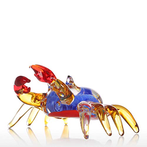 Estatuas Decorativas,Lindo Souvenir De Vidrio Creativos Don Cangrejo Esculturas Animales Únicos De Personalidad Figurilla De Forma Artesanal De Estantería De Sobremesa Regalo Para La Oficina En