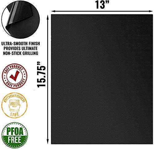 Estera de Barbacoa, Winzwon BBQ Grill Mat Barbecue Baking Mats, Alfombrilla de Barbacoa Antiadherente Reutilizable Para Carne, Pescado y Verduras(5 Esteras+1 Cepillo+ 1Pinzas)