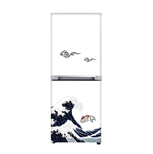 Estilo japonés extraíble 3d Diy nevera pegatina cubierta puertas completas refrigerador pegatina puerta autoadhesivo papel pintado nevera cocina decoración renovación pegatina 60 * 180 cm