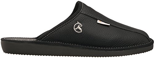 ESTRO Zapatillas De Casa Hombre Invierno Piel De Carnero Pantuflas Casa Hombre Lana Suela De Memoria Frost (Negro Lana, 43)