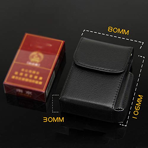 Estuche de cigarrillos,Estuche de cuero para cigarrillos con soporte para encendedor Estuche con tapa abatible Soporte para tabaco Metal Regular Estuche para 20 cigarrillos Regalo del día de la madre