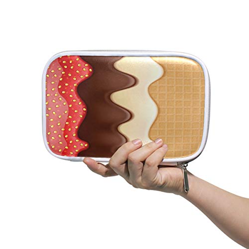 Estuche de lápices Bolso cosmético de cuero Galletas abstractas Organizador dulce Gran capacidad para viajes escolares