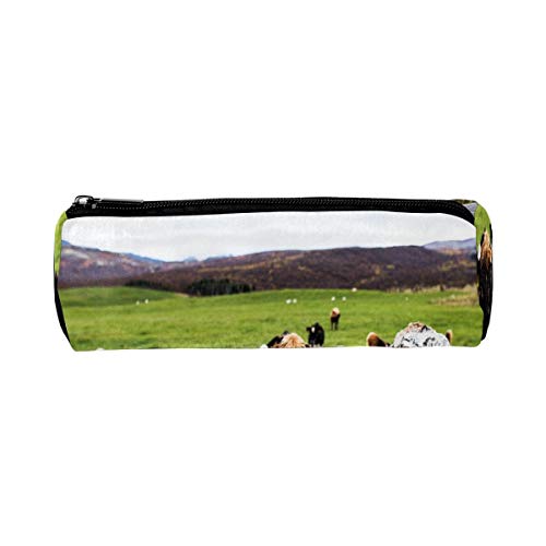 Estuche divertido de granja de animales de vaca de pasto pasto bolsa de papelería de la escuela pluma caja cremallera cosmética bolsa de maquillaje