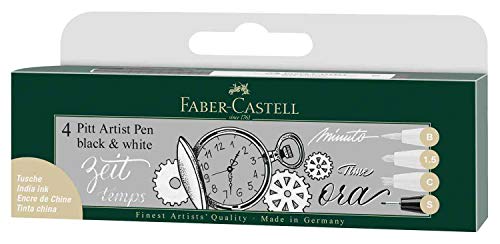 Estuche Faber PITT 4 trazos blanco-negro