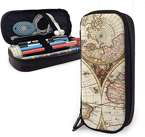 Estuche Lápices Earth Panorama Cute Pen Pencil Case Leather Pouch Bag Pencil Case with Double Zipper Holder Box for Girls Boys Adults