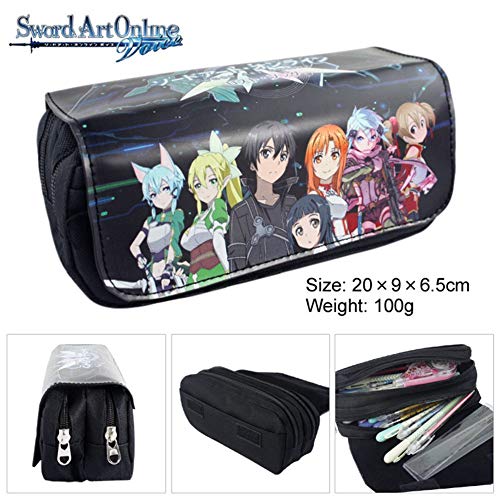 Estuche para estudiantes de ALTcompluser SAO, Anime Sword Art Online, estuche de lona para el colegio, organizador de papel de escritura de escritorio para la escuela y la oficina, color diseño 2