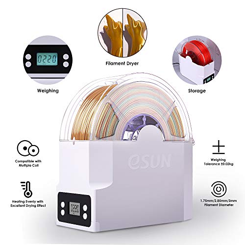 eSUN eBOX Caja Secadora, Caja de Almacenamiento de Filamento de Impresora 3D, Mantener el Filamento Secos y Medición el Filamento Peso, Compatible con 1.75mm, 2.85mm y 3.00mm, Adaptador UK