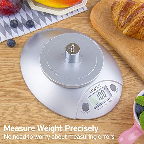 ETEKCITY EK3550 Báscula Digital para Cocina con Tazón Removible, 5 kg / 11 lbs, Balanza Digital de Alimentos Multifuncional con Bol Removible, Plataforma de Acero Inoxidable, Baterías Incluidas