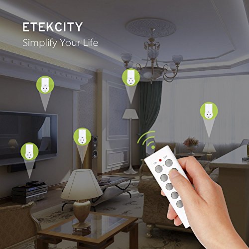 Etekcity Enchufes Inalámbricos Inteligentes con Mando a Distancia con Control Remoto Interruptores a Distancia, Blanco (Código de Aprendizaje, 3Rx-2Tx)