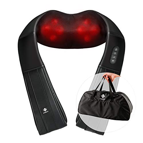 Etekcity Masajeador Cervical Eléctrico de Espalda, Cuello, Hombros y Pies, con Función de Calor Opcional, Masaje Shiatsu de 3D Rotación con 8 Nodos, 3 Velocidades, Uso para Casa, Oficina y Coche