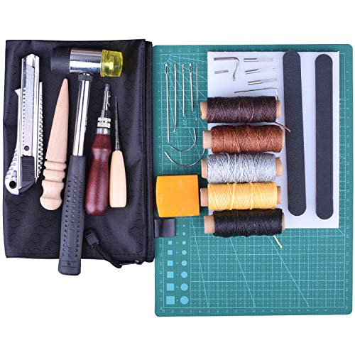 ETEPON Kits de Repujado de Cuero 34 Piezas para DIY Costura del Cuero NC61