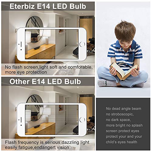 Eterbiz Bombilla LED E14, 4W Blanco Frío, 50W Incandescente Bombillas Equivalentes, 385Lm, Pequeño Tornillo de Edison Bombillas LED, No regulable - 6 unidades