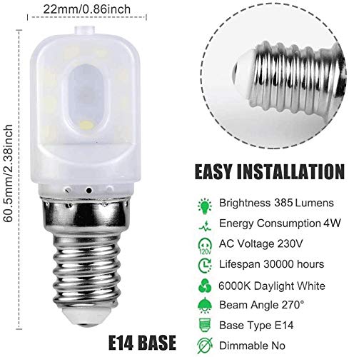 Eterbiz Bombilla LED E14, 4W Blanco Frío, 50W Incandescente Bombillas Equivalentes, 385Lm, Pequeño Tornillo de Edison Bombillas LED, No regulable - 6 unidades