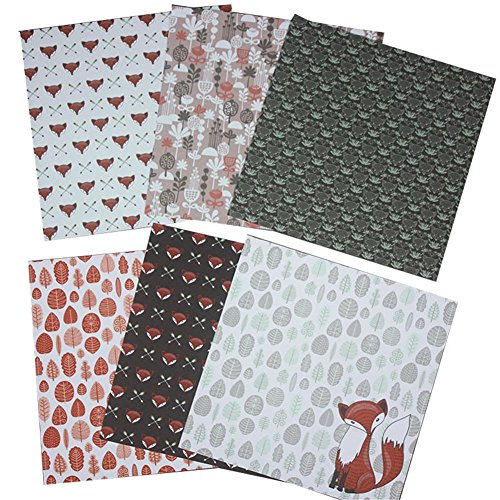 Eternitry 24 Piezas Scrapbook Background Paper Single-Sided Cartoon Fox Imprime Álbum de Fotos Origami Papeles DIY Niños Adultos Scrapbooking Craft Card 6"x 6" Pulgadas