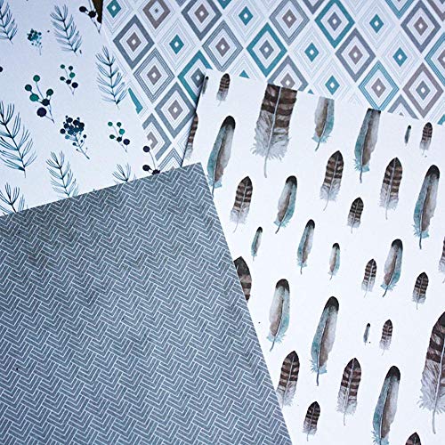 Eternitry 24 unids Scrapbook Background Paper Single-Sided Landscap Pluma de la Hoja Patrón de Papel Plegable Álbum de Fotos DIY Niños Adultos Scrapbooking Craft Card 6"x 6" Pulgadas