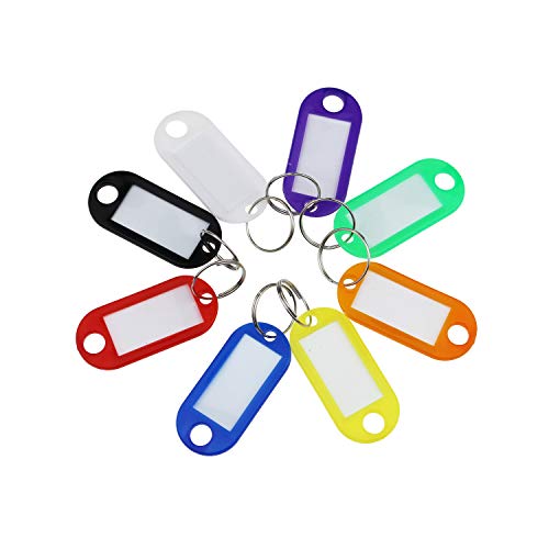 Etiquetas de plástico para llaves, 160 unidades, 8 colores surtidos, con llavero dividido