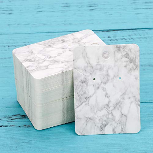 Etiquetas de regalo de papel tarjetas de aretes, 100 piezas de tarjetas postales de papel con 100 bolsas autoadhesivas, etiquetas de colores 3.75 x 1.96 pulgadas (Marbling)