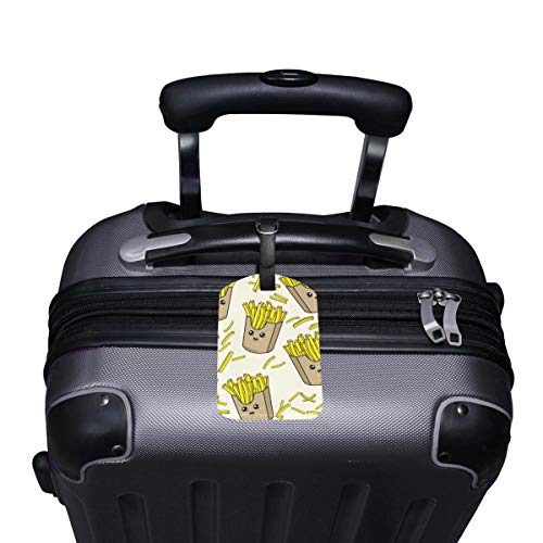 Etiquetas para equipaje de patatas fritas para hombres y mujeres, cruceros, etiquetas personalizadas de privacidad para bolsa de viaje, maleta de piel, juego de 2 con hebilla