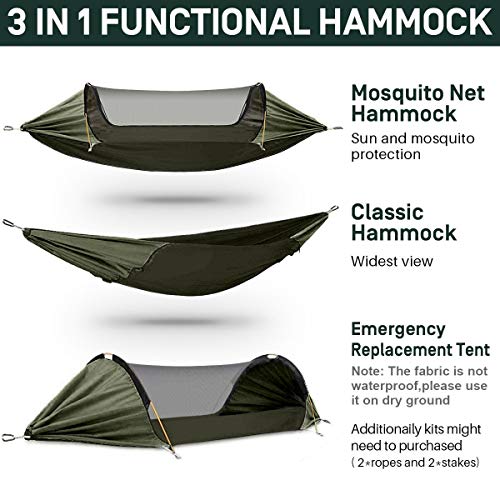 ETROL Hamaca, actualización de la Hamaca para Acampar con mosquitera, Tienda de Hamaca portátil de Aluminio con diseño Blackout 3 en 1 para el Patio Trasero, Viajes, Playa y Otras Actividades