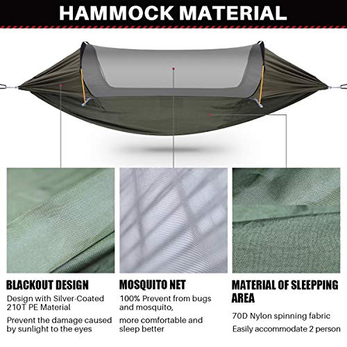 ETROL Hamaca, actualización de la Hamaca para Acampar con mosquitera, Tienda de Hamaca portátil de Aluminio con diseño Blackout 3 en 1 para el Patio Trasero, Viajes, Playa y Otras Actividades