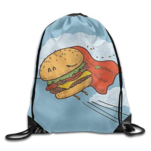 Etryrt Mochilas/Bolsas de Gimnasia,Bolsas de Cuerdas, Wasabi Lightweight Drawstring Bag Sport Gym Backpack Gym Bag For Men and Women Super Burger