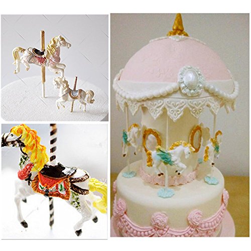 Eubaifeng 1 Conjunto 72mm 60mm Al Azar Color Carrusel 3D Forma de Caballo Decoración Tartas Antiadherente Molde de Silicona, Chocolate, Caramelo, Jalea, Helado, Fondant Creativo Postre Bricolaje Molde