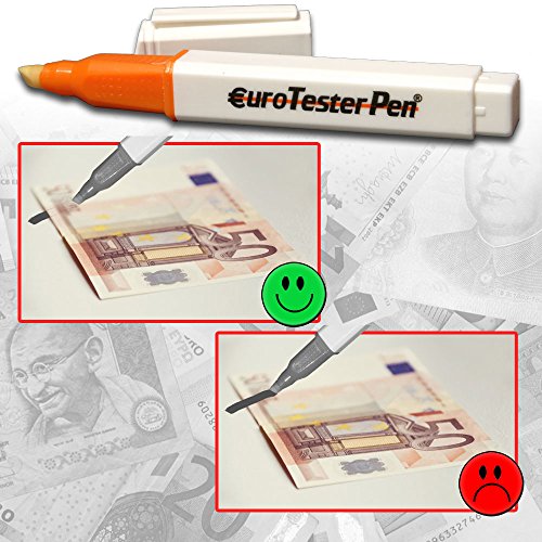 EURO TESTER PEN ® XL - Detector de Billetes Falsos (Fórmula Patentada) 2 Detectores - Descuento 30% Funciona con Todas las Principales Divisas (Made in Italy)