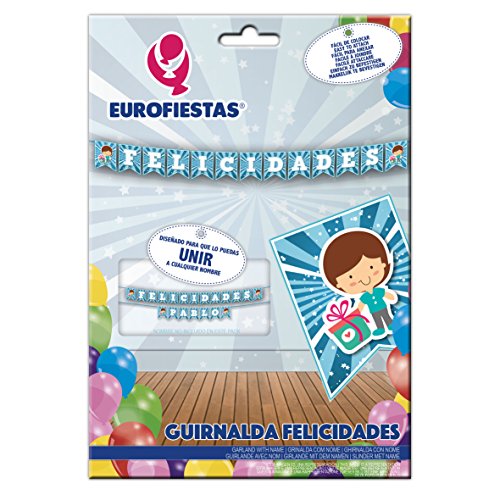 EuroFiestas Guirnalda Nombre Felicidades Azul