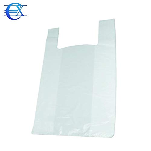 EUROXANTY® Bolsas de Plástico Tipo Camiseta | Alta resistencia | Reutilizables y Reciclables | Material Polietileno de Alta Densidad | Con Asas | Apta para Alimentos (Blanco, 50 x 60-200 uds)