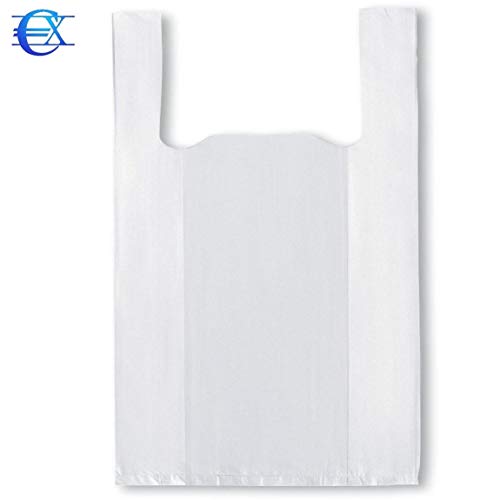 EUROXANTY® Bolsas de Plástico Tipo Camiseta | Alta resistencia | Reutilizables y Reciclables | Material Polietileno de Alta Densidad | Con Asas | Apta para Alimentos (Blanco, 50 x 60-200 uds)