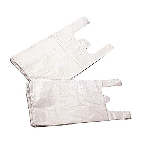 EUROXANTY® Bolsas de Plástico Tipo Camiseta | Alta resistencia | Reutilizables y Reciclables | Material Polietileno de Alta Densidad | Con Asas | Apta para Alimentos (Blanco, 50 x 60-200 uds)