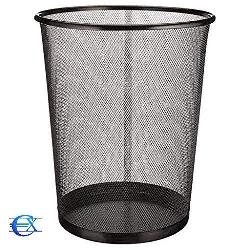 EUROXANTY® Papeleras de oficina | 27 x 24 cm | Papelera circular de rejilla metálica | Papelera negra | 10 L | Pack de 2 unidades