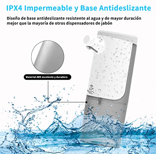 Everenty Dispensador de Jabón Automático, USB Recargable Dosificador de Jabón, 450ML Desinfectante para Manos con Sensor sin Contacto, Montable en la Pared para Baño Cocina Hotel Oficina