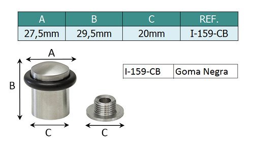 EVI Herrajes 040159CB2UAM Pack de 2 topes de Puerta (Acero Inoxidable)