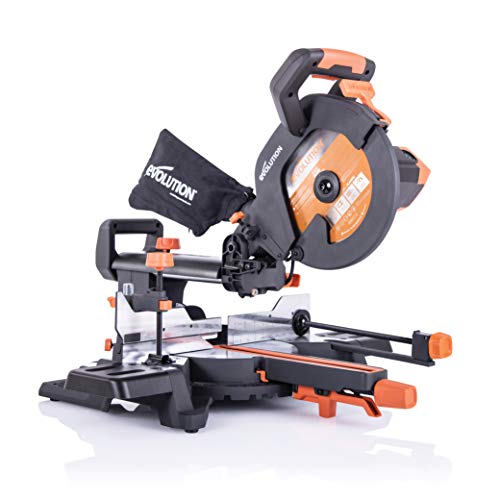 Evolution Power Tools R255SMS Sierra ingletadora deslizante multimaterial, con paquete plus, 2000 W, 230 V, 255 mm