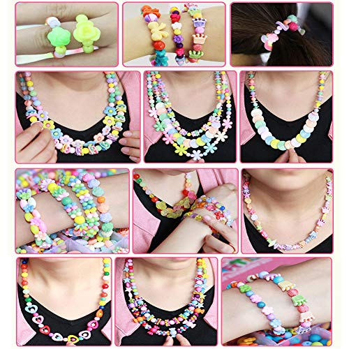 EWPARTSES 24 Clases Abalorios Perlas de Resina Acrílica Cuentas Redondas Abalorios Colores Piedras para Pulseras Joyas DIY Manualid para niños niña Regalo Pulsera DIY Haciendo Kit (Retro Style)